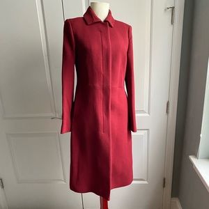 J. Crew Red Wool Coat Jacket Size 2 Hidden buttons Beautiful red satin interior